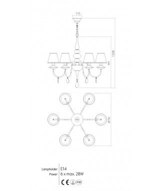 Elizee Pendant 6 Bronzo/Avorio /Rippvalgusti