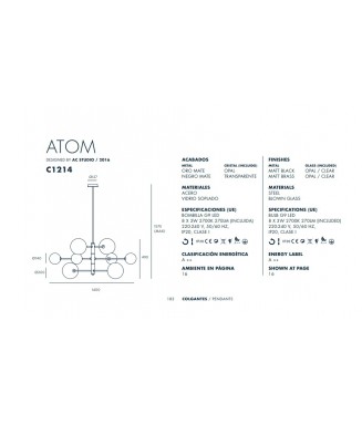 Atom Pendant Gold/Clear / Rippvalgusti