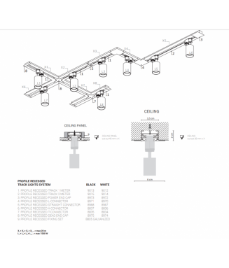 Track Recessed T Connector 8835 Black