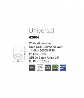 Universal White 13W, 62004/ Kohtvalgusti
