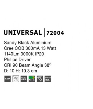 Universal Black 13W, 72004/ Kohtvalgusti