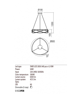 Quark Pendant Satin Nickel D-80 54W LED