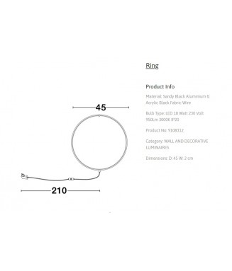 Ring 9108312 18W D-45cm/ Seinavalgusti