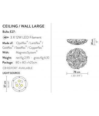 Clizia Ceiling L-size D-78cm, Opal White/ Laevalgusti