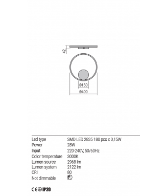 Orbit Wall White 28W LED