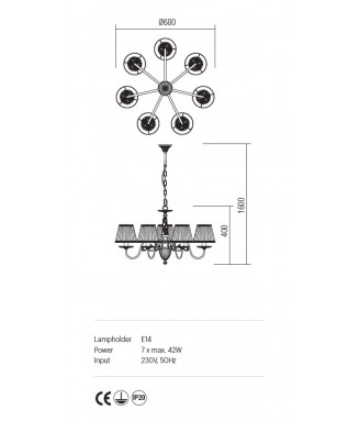 Cloe Pendant 7xE14/ Rippvalgusti