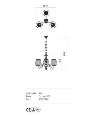 Cloe Pendant 3xE14/ Rippvalgusti