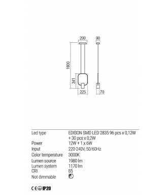 Dom White  Small 18W LED/ Rippvalgusti