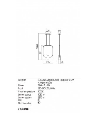 Dom White Big 28W LED/ Rippvalgusti