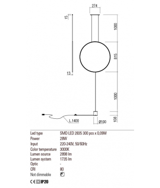 Slick Matt Golden  D-81cm/ Ripp ja põrandavalgusti