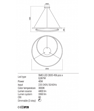 Torsion Pendant D-74cm Bronze 40W LED