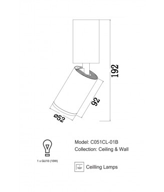 C051CL-01W, 1xGU10 / Laevalgusti