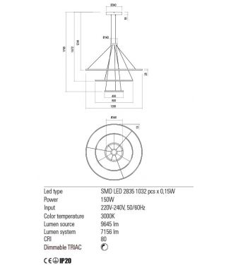 Orbit White D120/80/40 Triac 01-2242 /Rippvalgusti