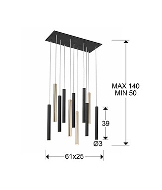 Varas Black/Gold 373357, 61x25cm