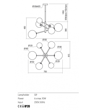 Roy Pendant 01-2780/ Rippvalgusti