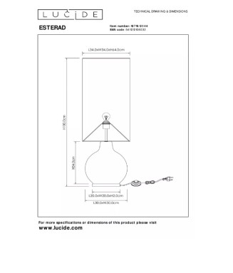 Esterad 10719/81/30 H-100cm Black / Laua ja põrandavalgusti