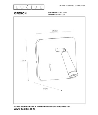 Oregon 77282/03/30 Led-USB Wall lamp