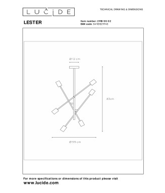 Lester 21119/06/02 Flush ceiling light