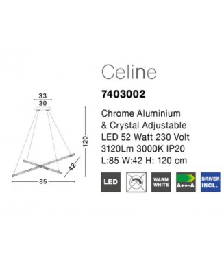 Celine D-85cm, 52W LED/ Rippvalgusti