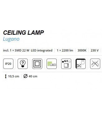 Lugano Grey Ceiling D-40 22W LED