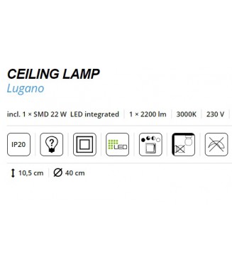 Lugano White Ceiling D-40 22W LED