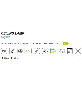 Lugano Grey Ceiling D-60 40W LED